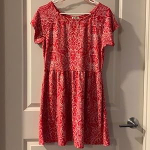 Red patterned dress